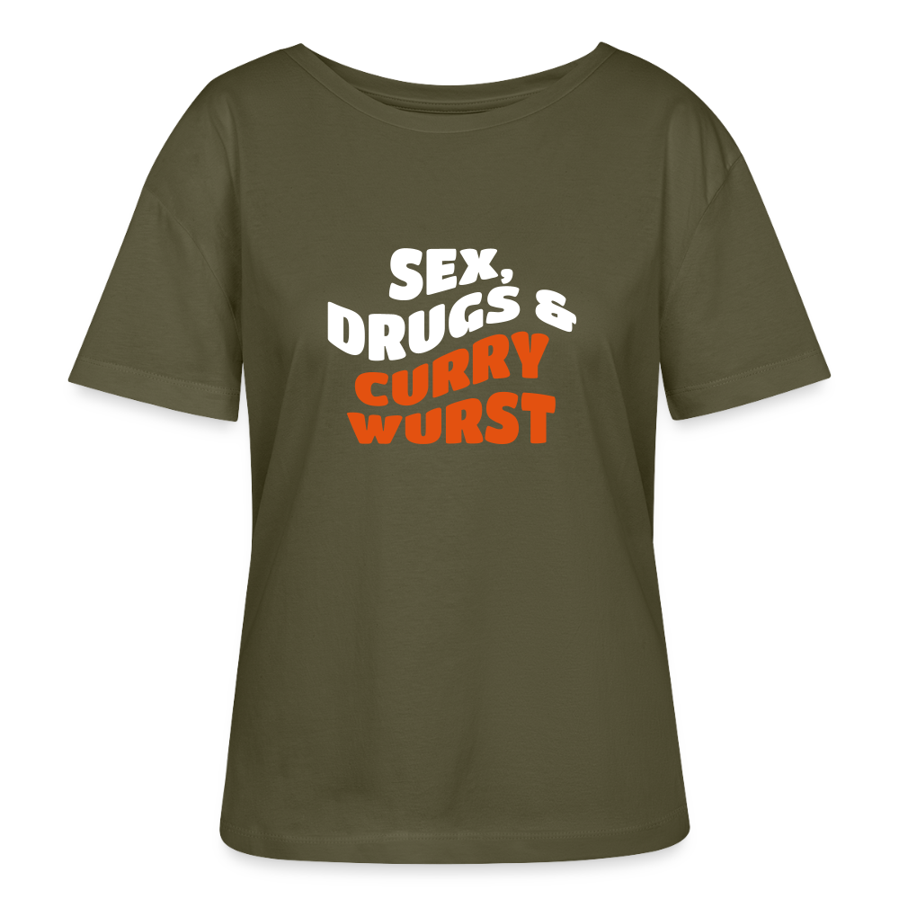 Sex, Drucks & Currywurst - Relaxed Rundhals Frauen Bio-T-Shirt - Khaki