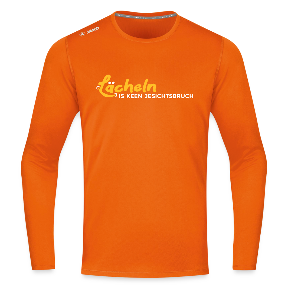 Lächeln is keen Jesichtsbruch - Männer Sport Langamshirt - Neonorange