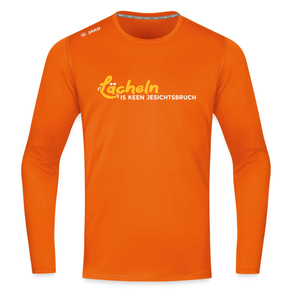 Lächeln is keen Jesichtsbruch - Männer Sport Langamshirt - Neonorange