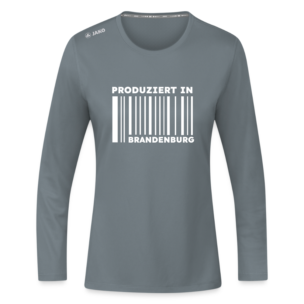 PRODUZIERT IN BRANDENBURG - Frauen Sport Langarmshirt - Grau