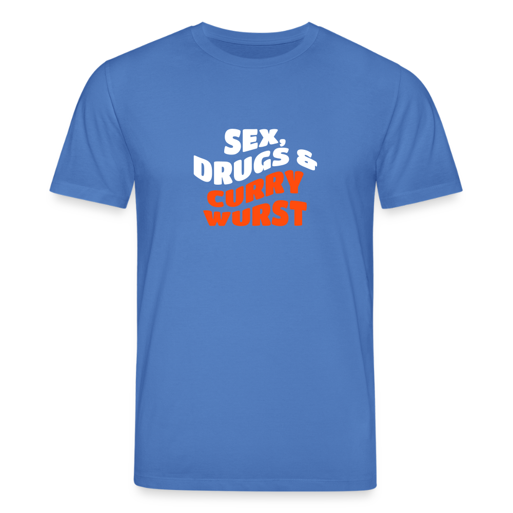 Sex, Drucks & Currywurst - Unisex Bio T-Shirt - Achtsames Blau
