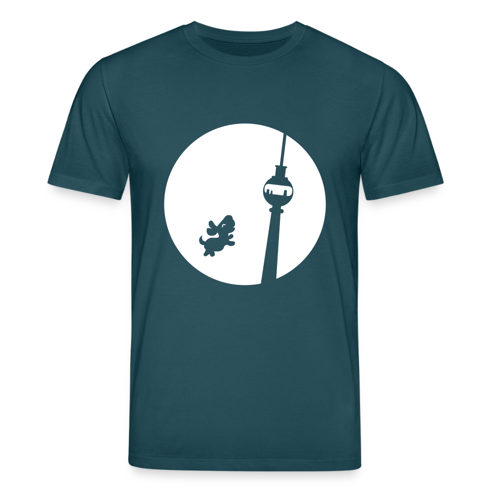 Hund am Fernsehturm - Unisex Bio T-Shirt - Dunkles Petrol