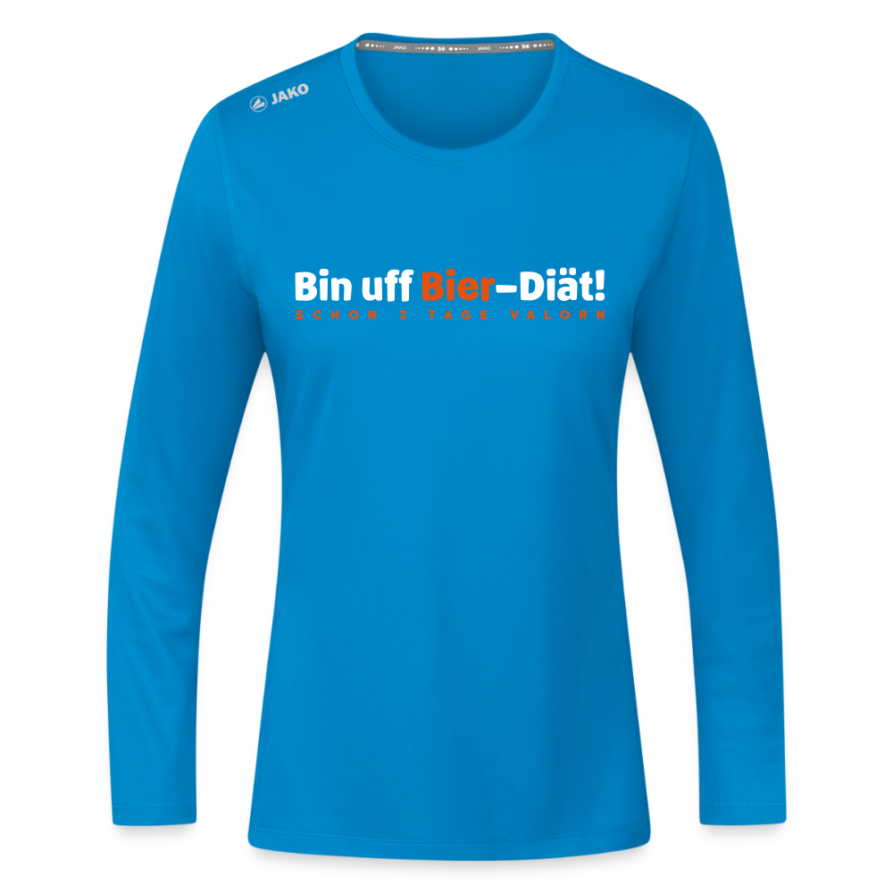 Bin uff Bier-Diät! (schon 3 Tage valorn) - Frauen Sport Langarmshirt - Saphirblau
