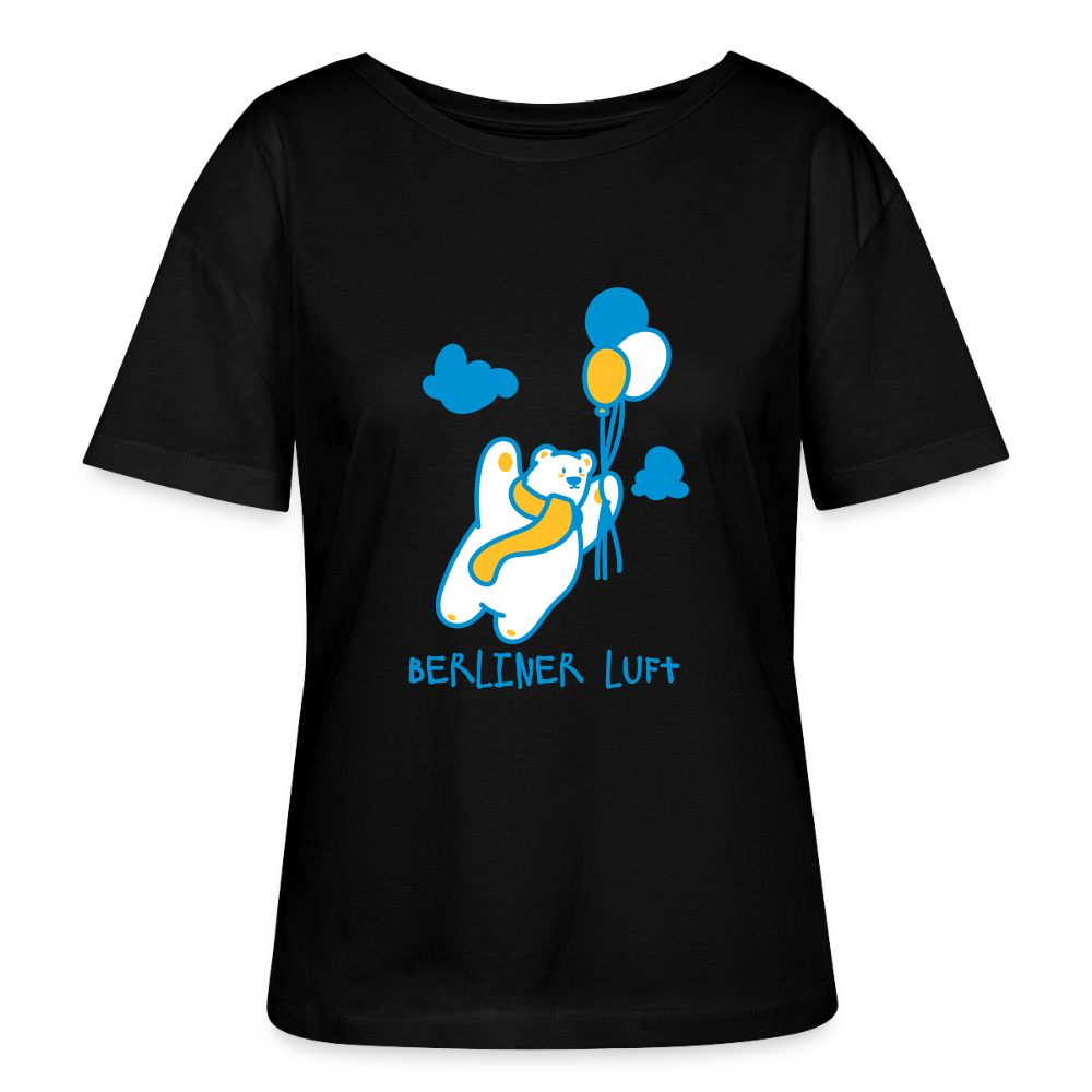 Der Bär fliegt - Relaxed Rundhals Frauen Bio-T-Shirt - Schwarz
