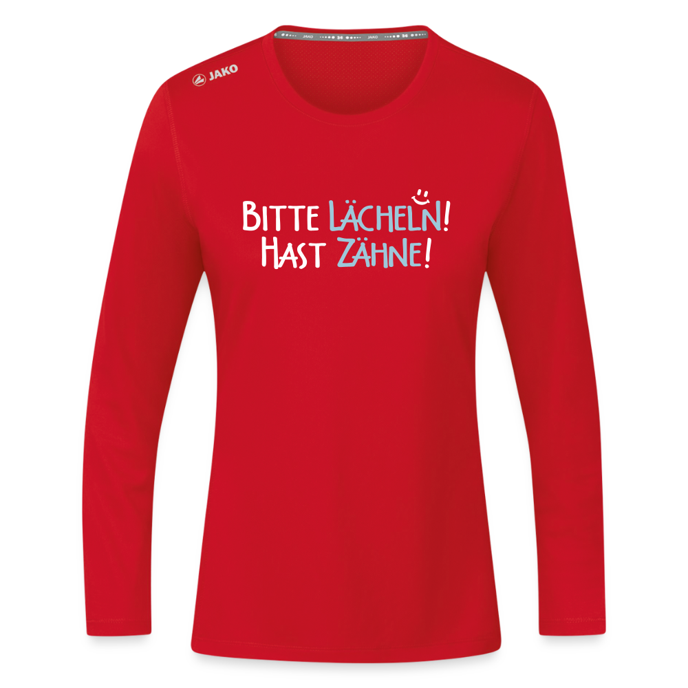 Bitte lächeln! Hast Zähne! - Frauen Sport Langarmshirt - Rot