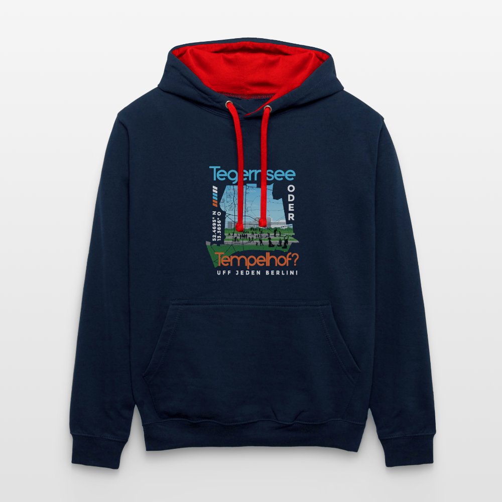 Tegernsee oder Tempelhof - Kontrast Hoodie - Navy/Rot