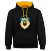 Bär mit Kopfhörern - Kontrast Hoodie - Schwarz/Gold