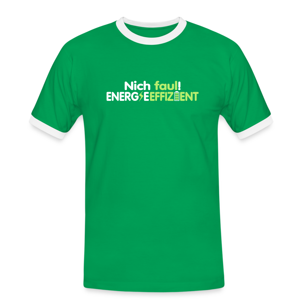 Nich faul! Energieeffizient! - Männer Ringer T-Shirt - Kelly Green/Weiß