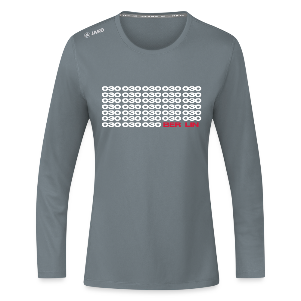 030 Berlin - Frauen Sport Langarmshirt - Grau