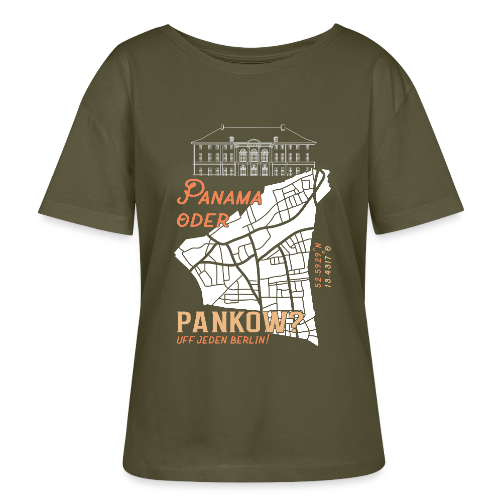 Panama oder Pankow - Relaxed Rundhals Frauen Bio-T-Shirt - Khaki