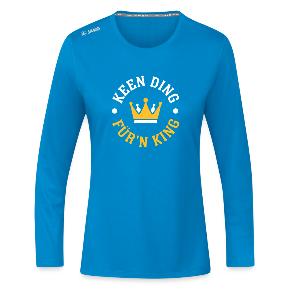 Keen Ding für'n King - Frauen Sport Langarmshirt - Saphirblau