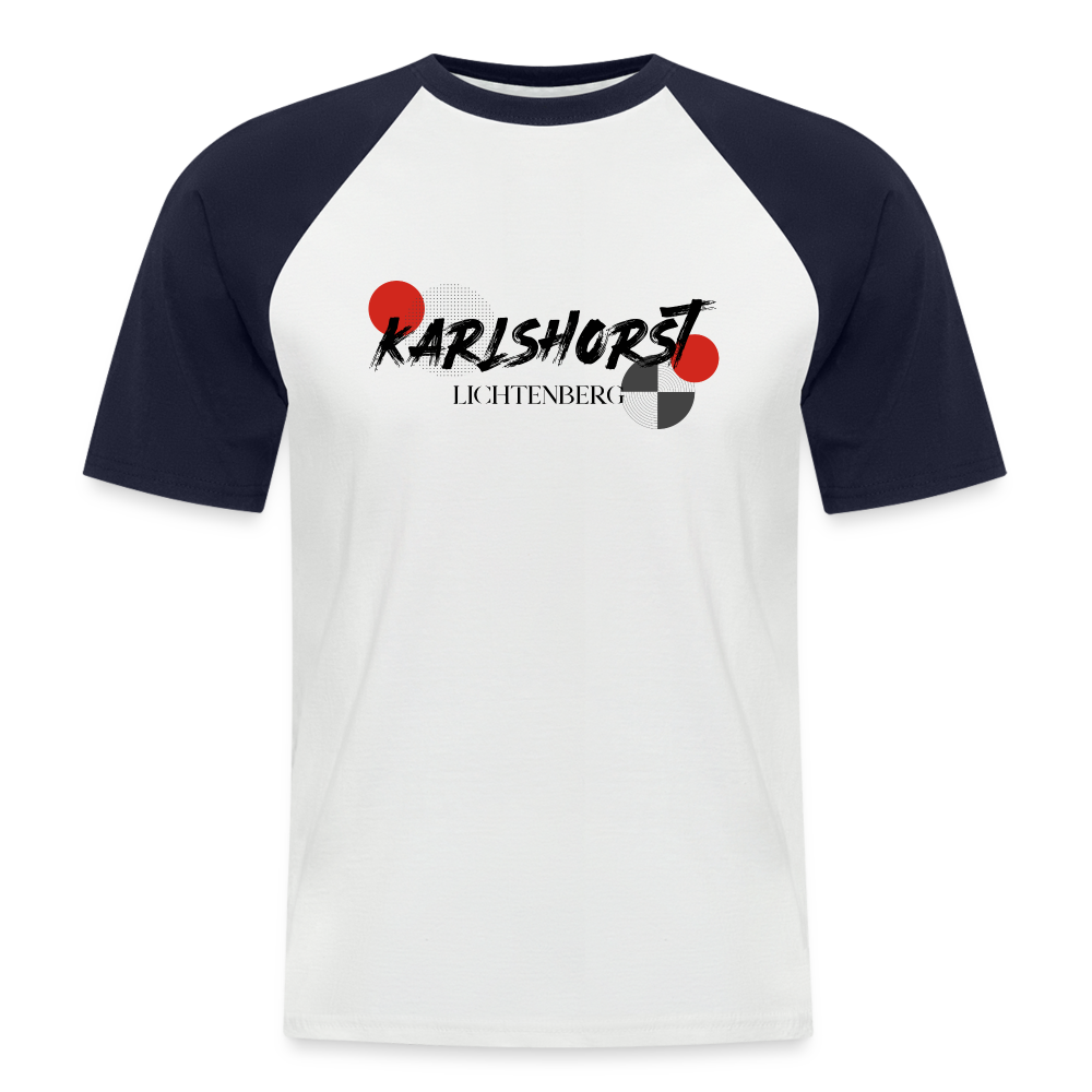 Karlshorst - Männer Baseball T-Shirt - Weiß/Navy