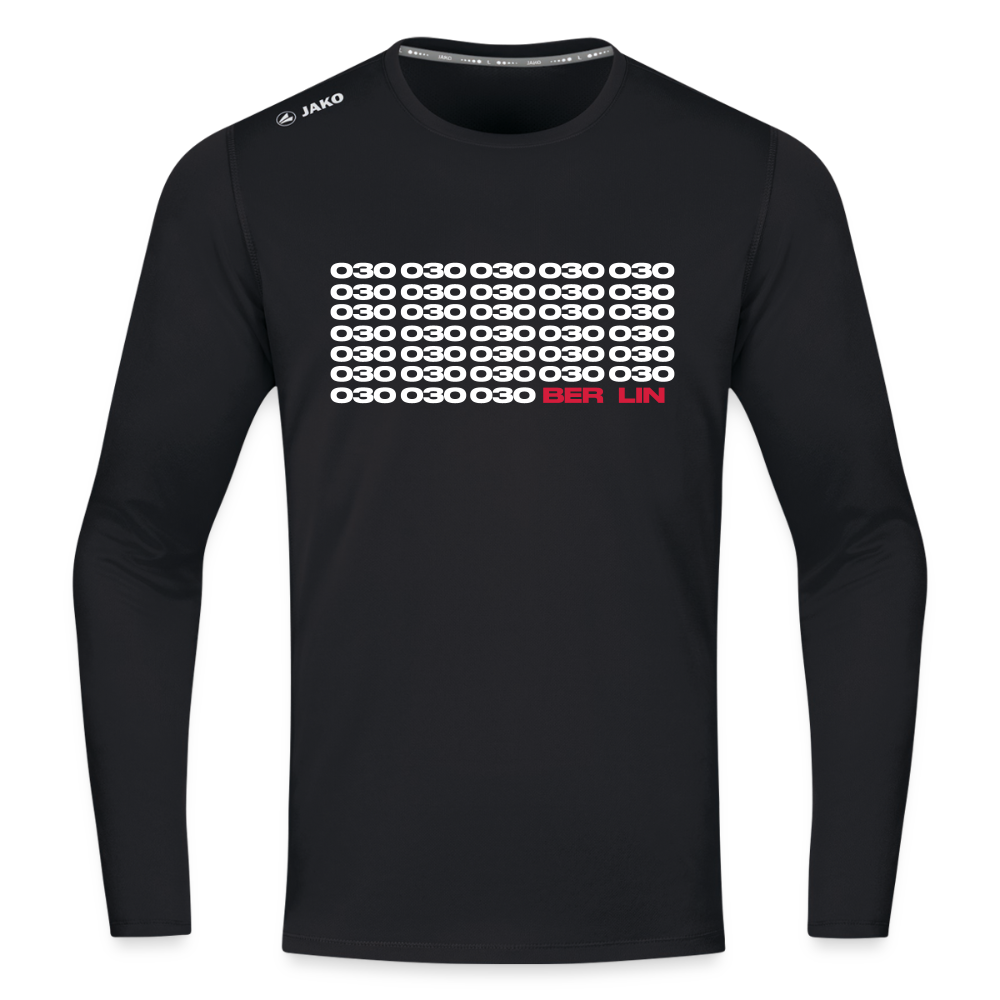 030 Berlin - Männer Sport Langamshirt - Schwarz