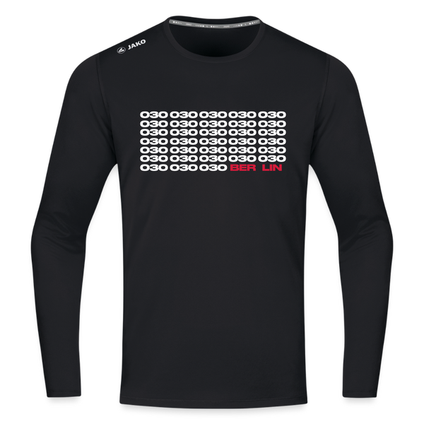 030 Berlin - Männer Sport Langamshirt - Schwarz