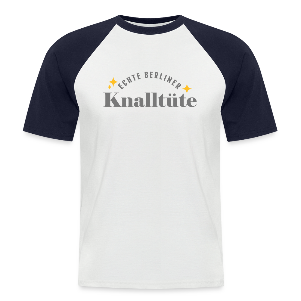 Echte Berliner Knalltüte - Männer Baseball T-Shirt - Weiß/Navy