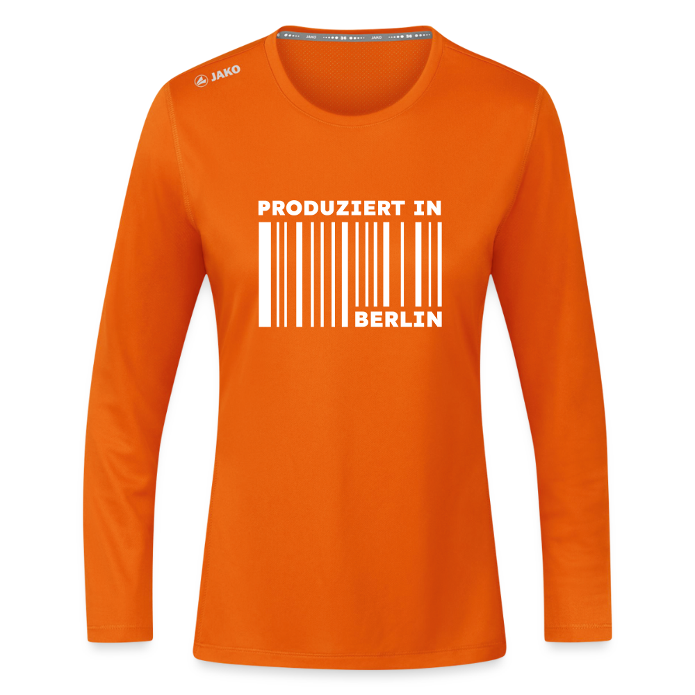 PRODUZIERT IN BERLIN - Frauen Sport Langarmshirt - Neonorange