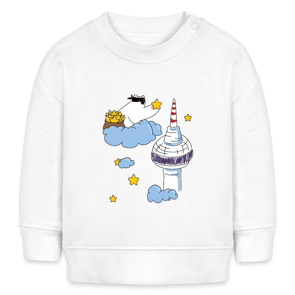 Berliner Bär bei Nacht - Baby Bio Pullover - Weiß