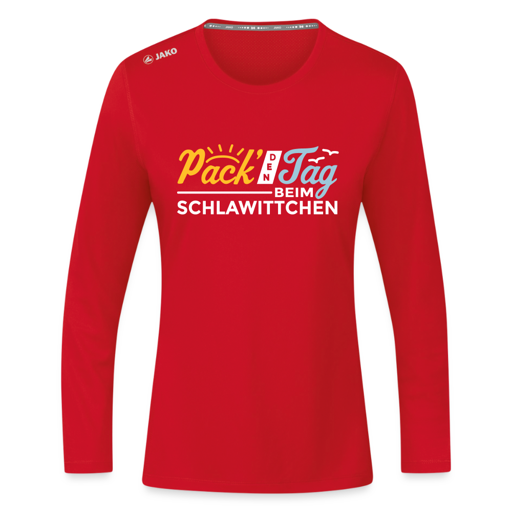 Pack' den Tag beim Schlawittchen - Frauen Sport Langarmshirt - Rot