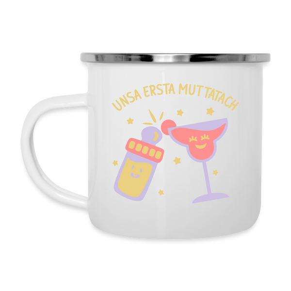 unsa ersta Muttatach - Emaille Tasse