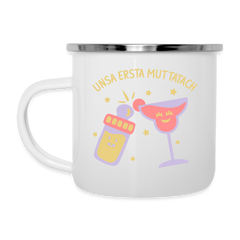 unsa ersta Muttatach - Emaille Tasse