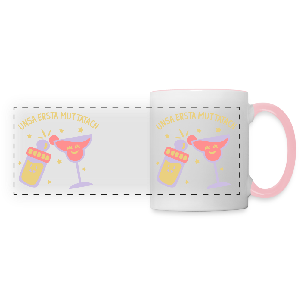 unsa ersta Muttatach - Tasse zweifarbig - Weiß/Pink