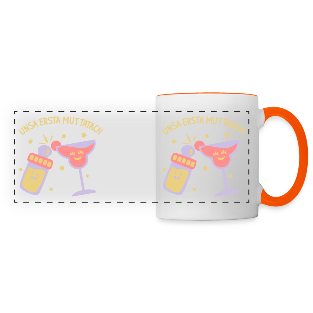 unsa ersta Muttatach - Tasse zweifarbig - Weiß/Orange