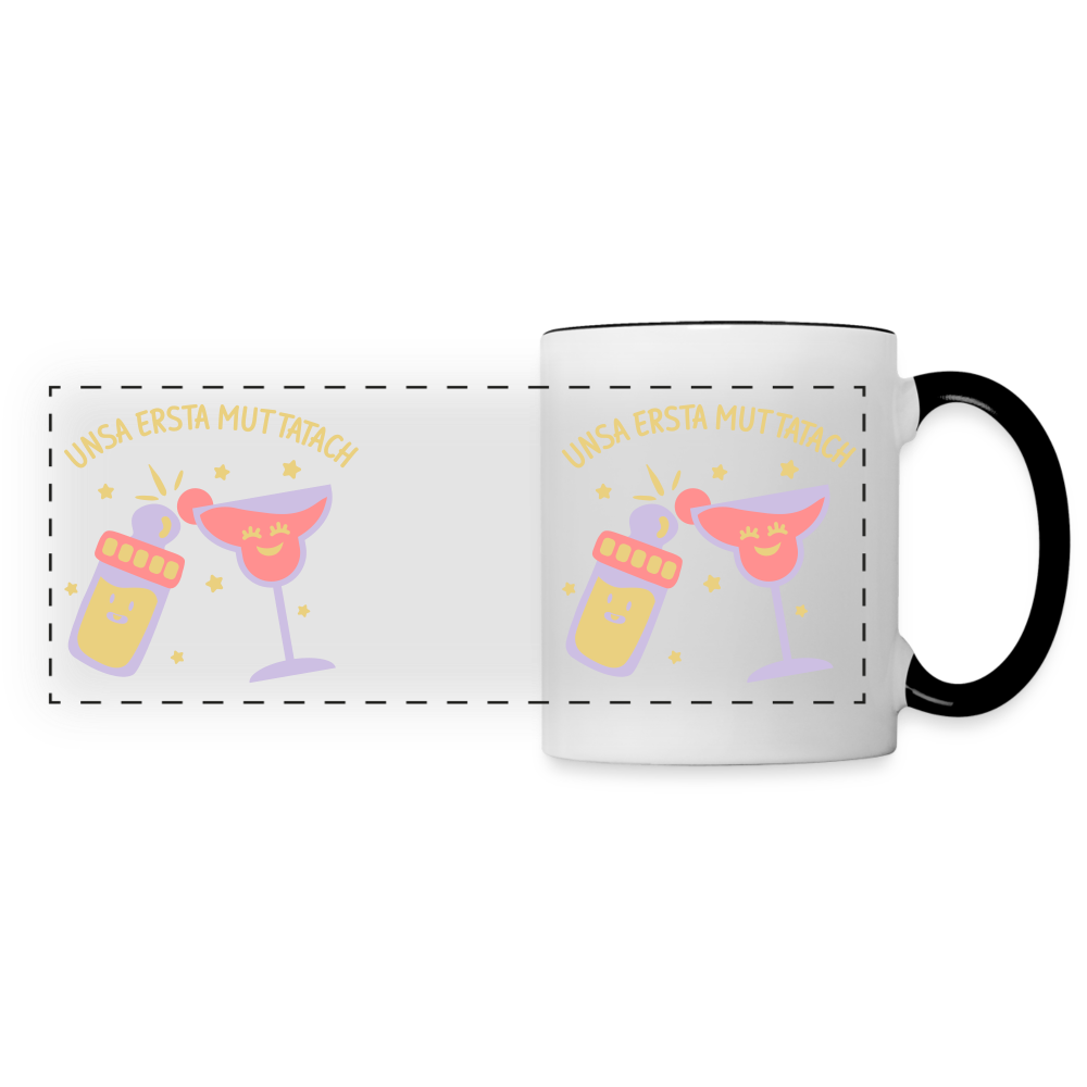unsa ersta Muttatach - Tasse zweifarbig - Weiß/Schwarz