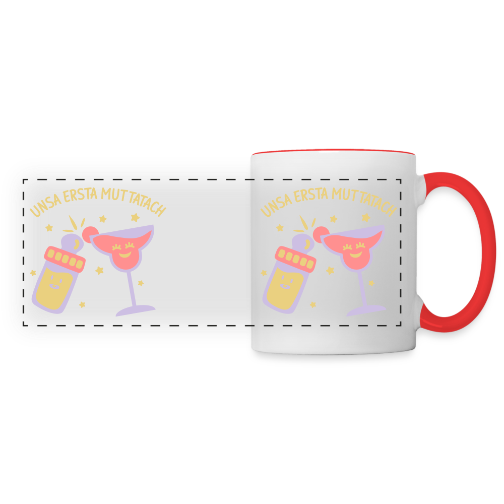 unsa ersta Muttatach - Tasse zweifarbig - Weiß/Rot