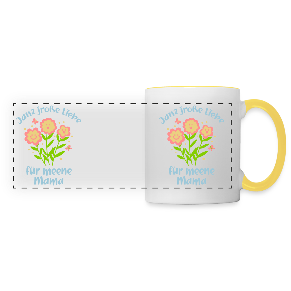 Janz jroße Liebe für meene Mama - Tasse zweifarbig - Weiß/Gelb