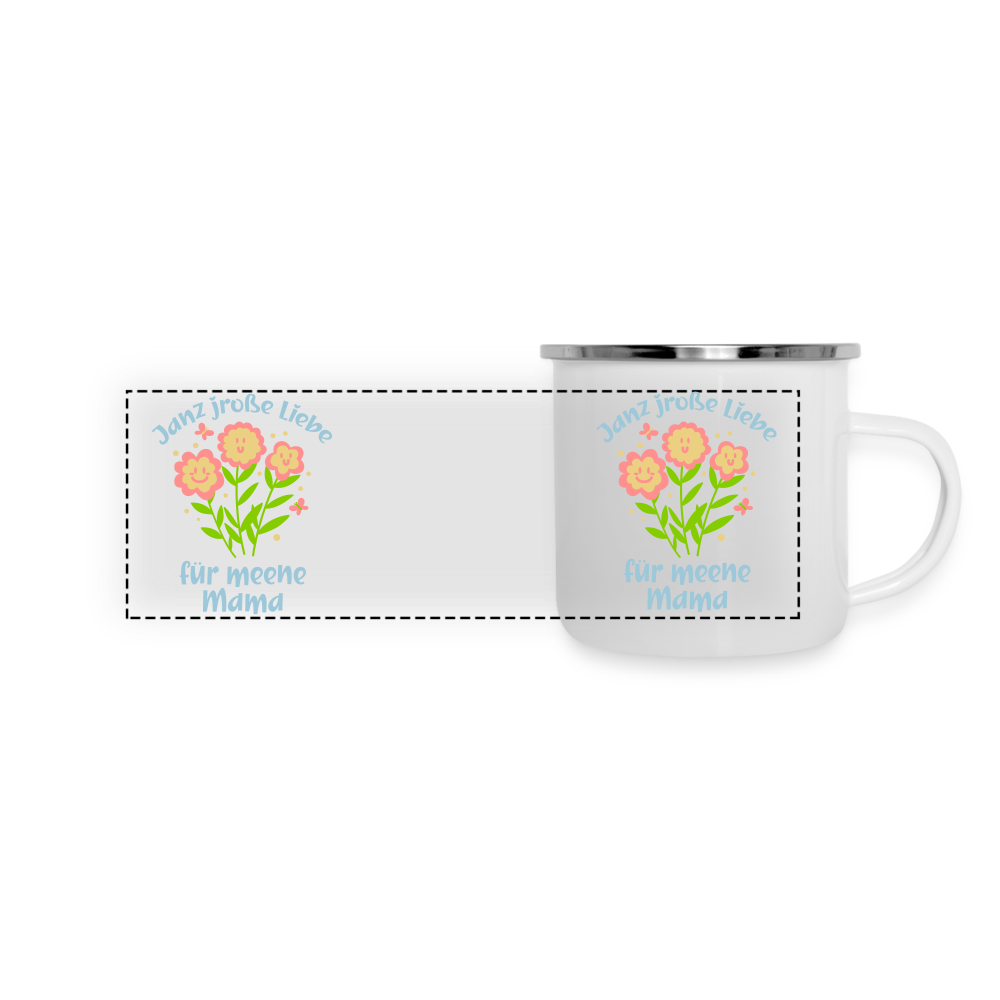 Janz jroße Liebe für meene Mama - Emaille Tasse - weiß