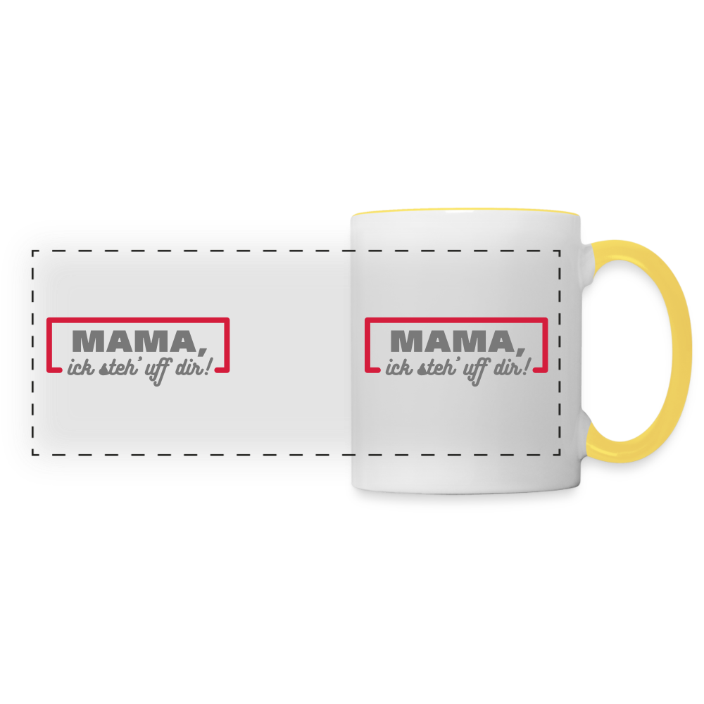 Mama, ick steh' uff dir - Tasse zweifarbig - Weiß/Gelb