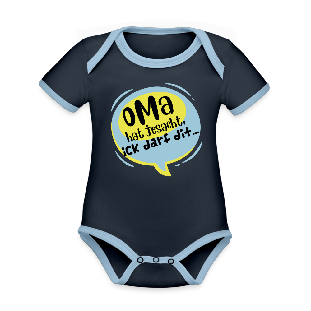 Oma hat jesacht - Baby Bio-Kurzarm-Kontrastbody - Navy/Himmelblau
