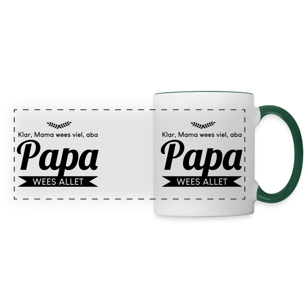 Papa wees allet - Tasse zweifarbig - Weiß/Dunkelgrün