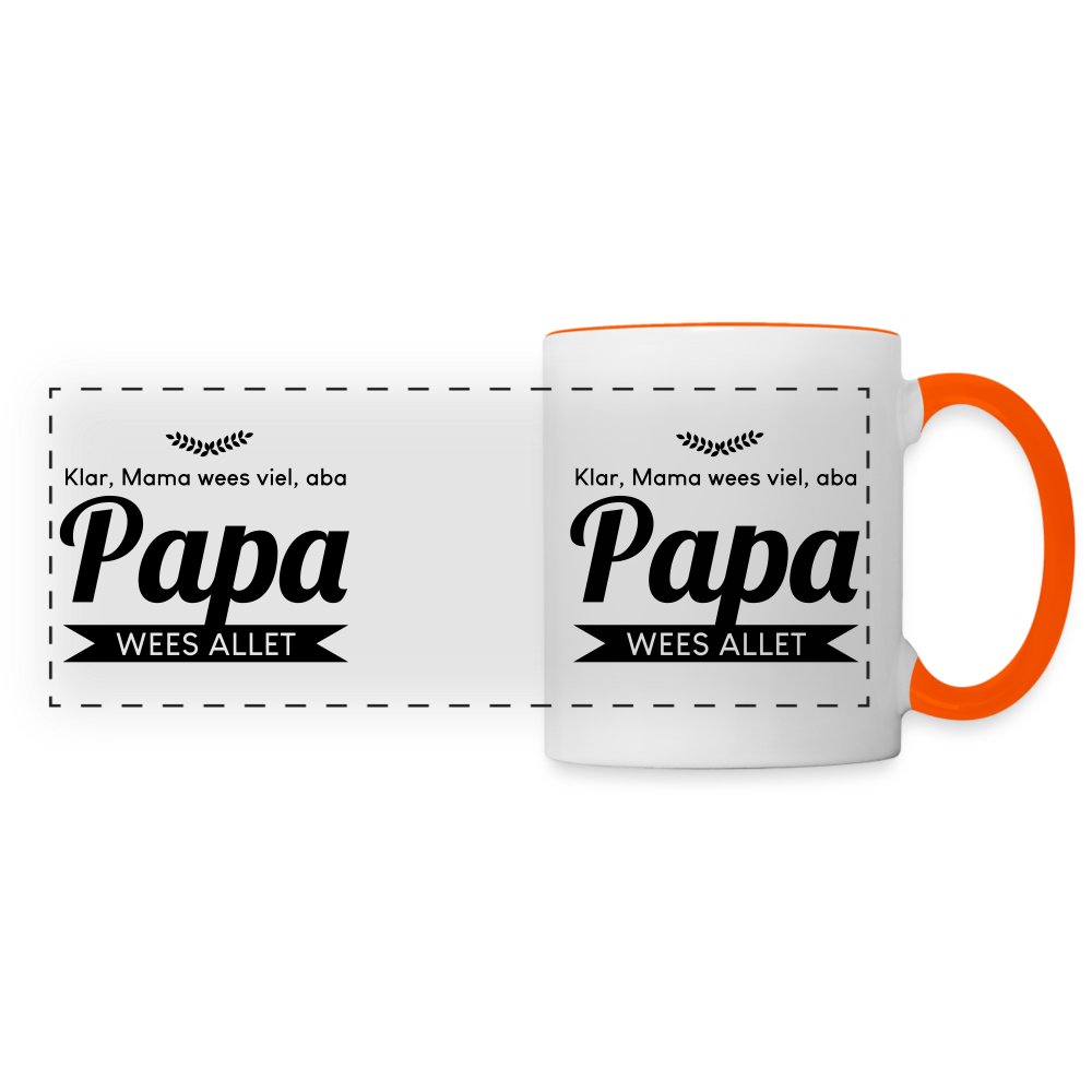 Papa wees allet - Tasse zweifarbig - Weiß/Orange