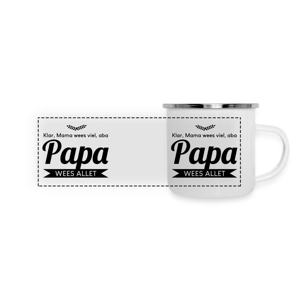 Papa wees allet - Emaille Tasse - weiß
