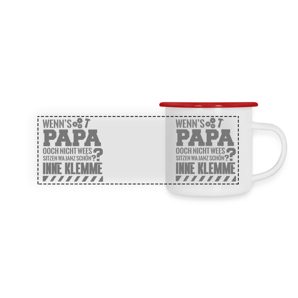 Wenn's Papa - Emaille Tasse - Weiß/Rot