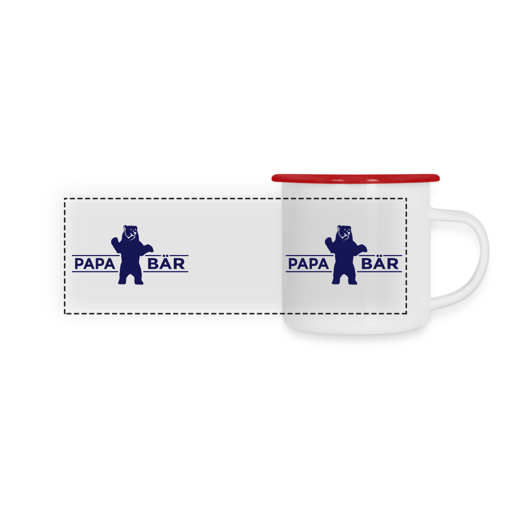 Papa Bär - Emaille Tasse - Weiß/Rot