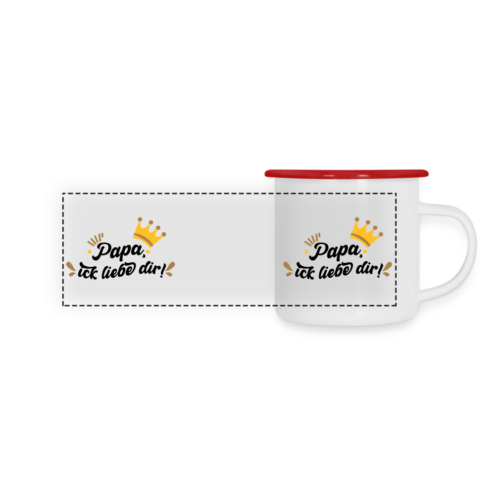 Papa, ick liebe dir!  - Emaille Tasse - Weiß/Rot