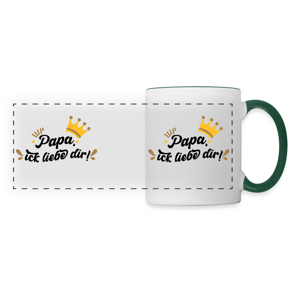 Papa, ick liebe dir!  - Tasse zweifarbig - Weiß/Dunkelgrün