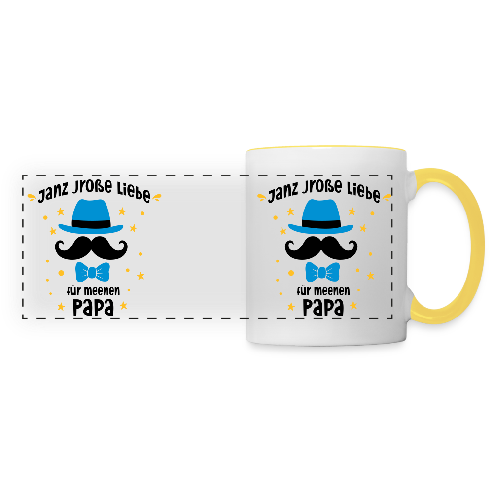 Janz jroße Liebe für meene Papa - Tasse zweifarbig - Weiß/Gelb