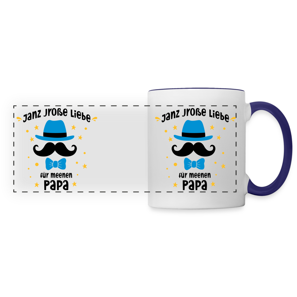 Janz jroße Liebe für meene Papa - Tasse zweifarbig - Weiß/Kobaltblau