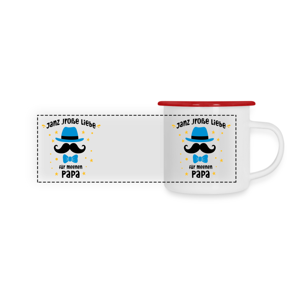Janz jroße Liebe für meene Papa - Emaille Tasse - Weiß/Rot