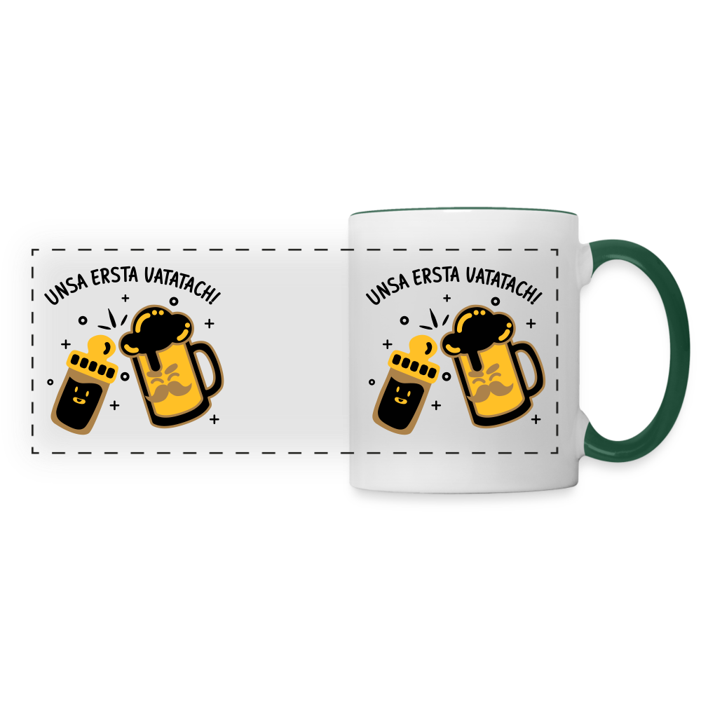 unsa ersta Vatatach! - Tasse zweifarbig - Weiß/Dunkelgrün