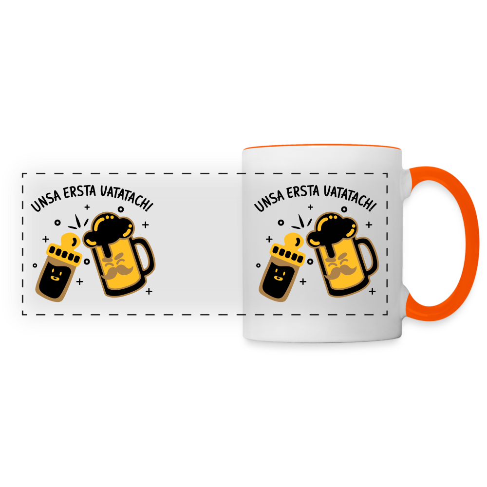 unsa ersta Vatatach! - Tasse zweifarbig - Weiß/Orange