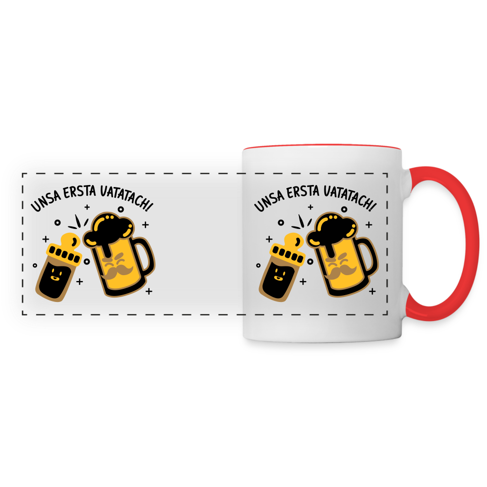 unsa ersta Vatatach! - Tasse zweifarbig - Weiß/Rot