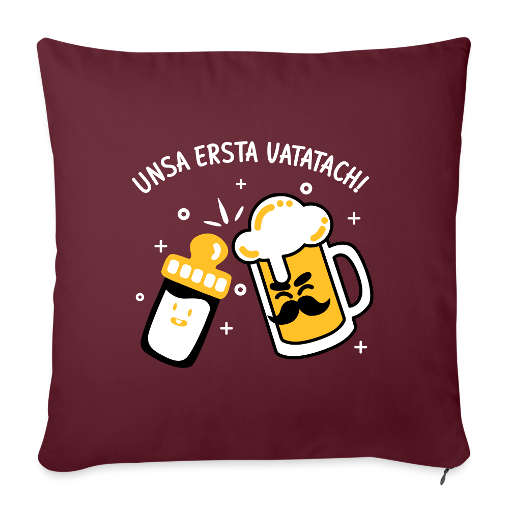 unsa ersta Vatatach! - Sofakissen mit Füllung (45 x 45 cm) - Burgunderrot
