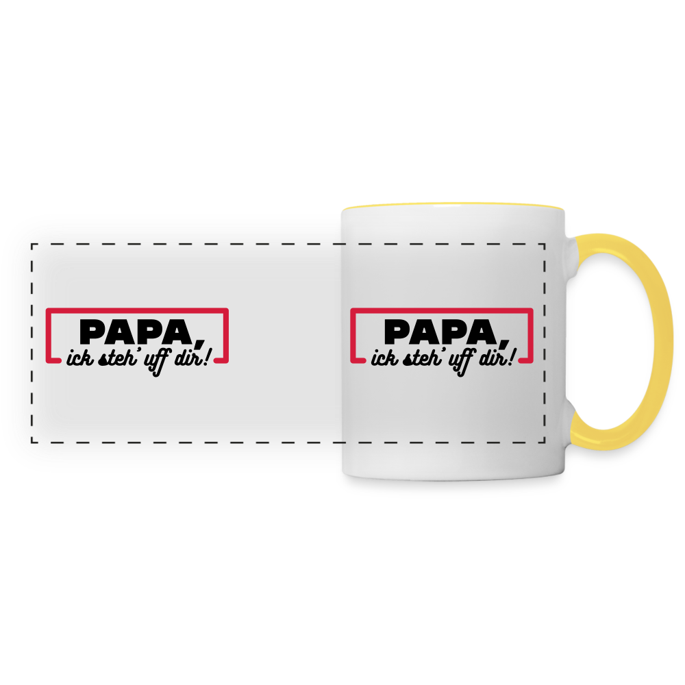 Papa, ick steh' uff dir - Tasse zweifarbig - Weiß/Gelb