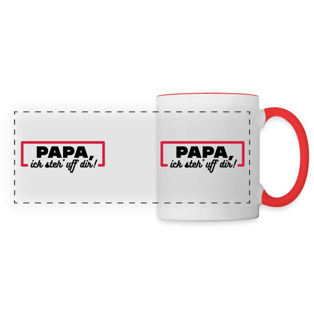 Papa, ick steh' uff dir - Tasse zweifarbig - Weiß/Rot