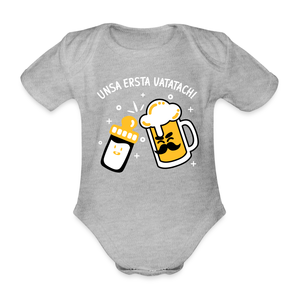 unsa ersta Vatatach! - Bio-Kurzarmbody - Grau meliert