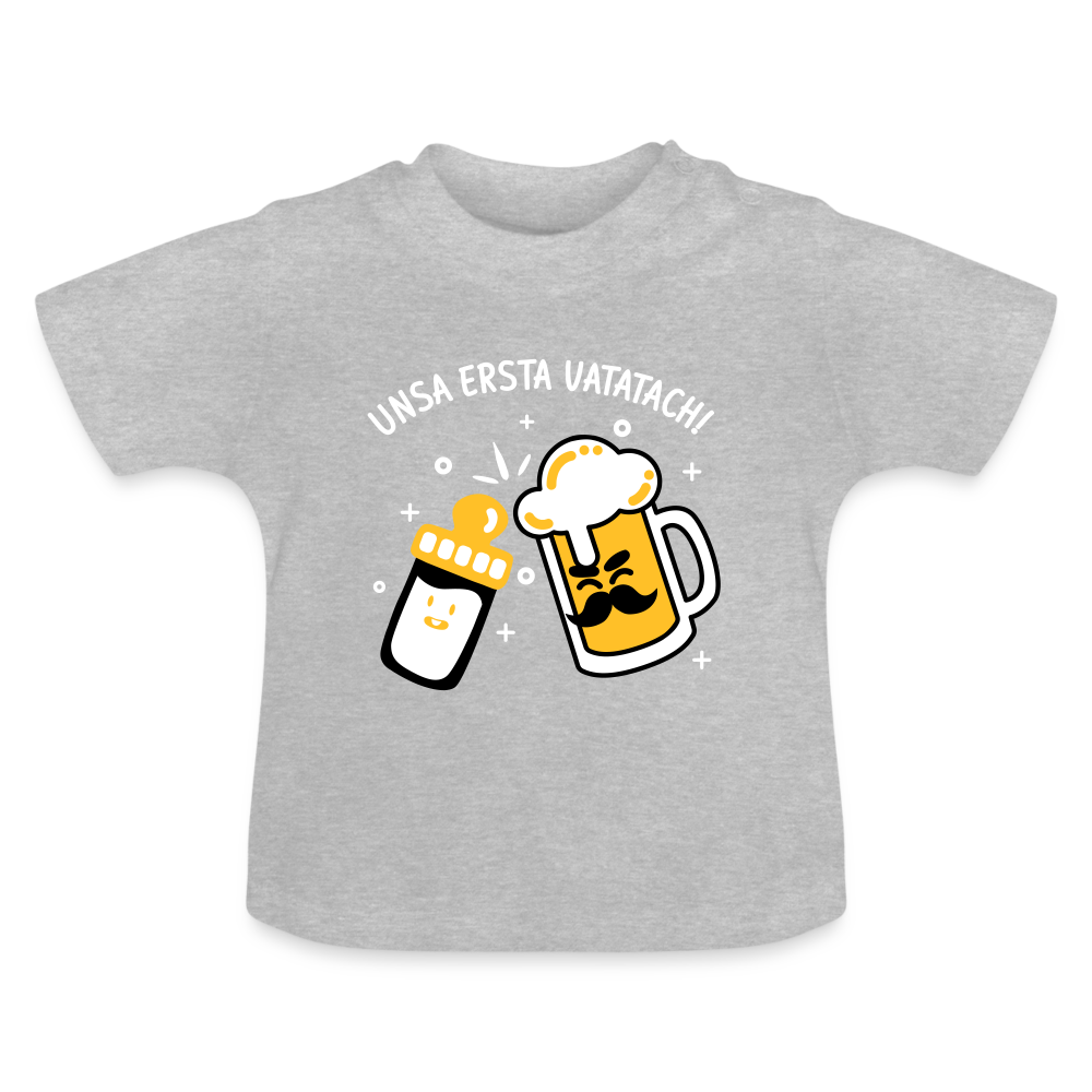 unsa ersta Vatatach! - Baby T-Shirt - Grau meliert